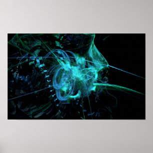 Blauwgroene fractale Poster