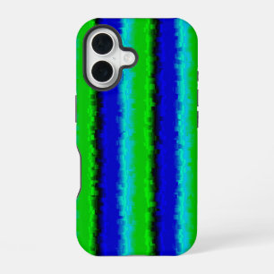 Blauwgroene gebroken glasstrepen iPhone 16 hoesje