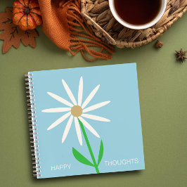 Blauwgroene Gelukkige Gedachten met Daisy Notitieboek