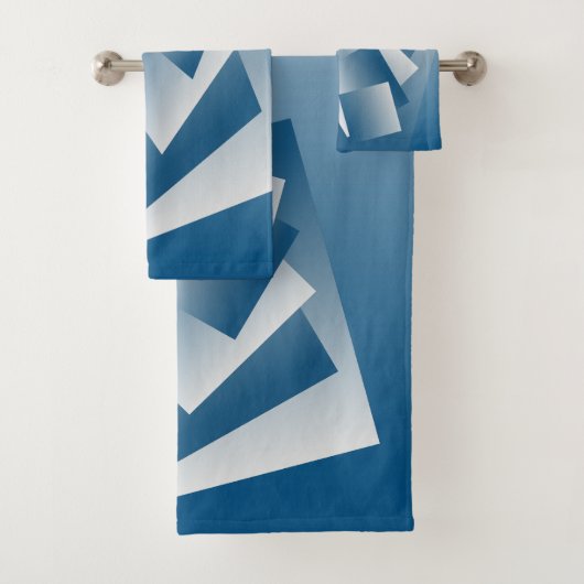 Blauwgroene geometrie bad handdoek (Insitu)
