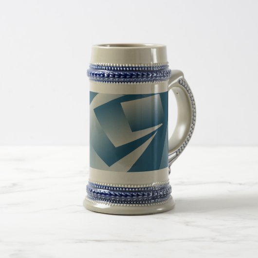 Blauwgroene geometrie bierpul (Voorkant rechts)