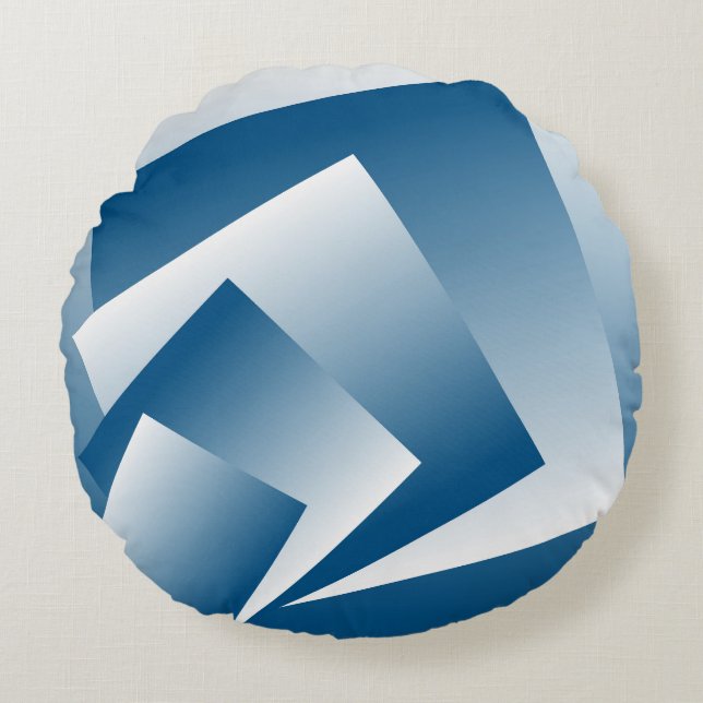 Blauwgroene geometrie rond kussen (Voorkant)