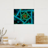 Blauwgroene geometrische spiraal poster (Keuken)