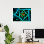 Blauwgroene geometrische spiraal poster (Thuiskantoor)