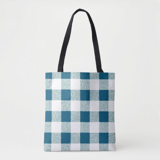 blauwgroene gingham controlepatroon tote bag (Voorkant)