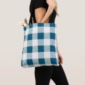 blauwgroene gingham controlepatroon tote bag (Dichtbij)
