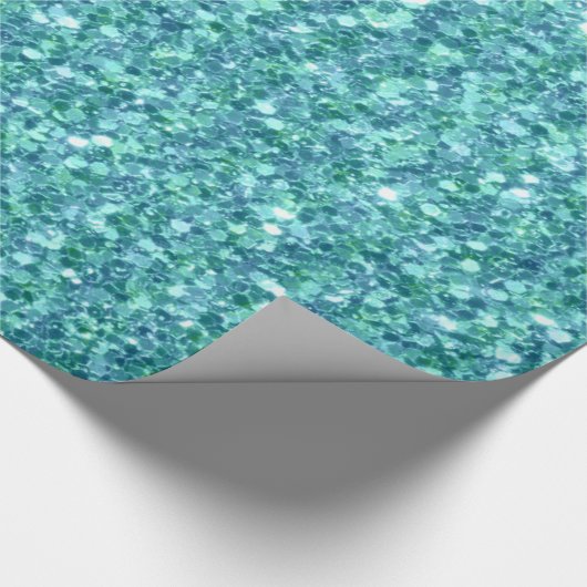 Blauwgroene glittertextuur cadeaupapier (Hoek)