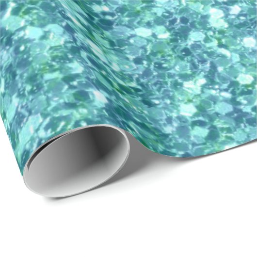 Blauwgroene glittertextuur cadeaupapier (Rol Hoek)