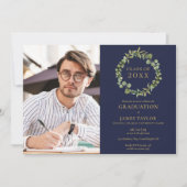 Blauwgroene Groene Bloemenslinger Afstudeerfeest  Kaart (Voorkant)