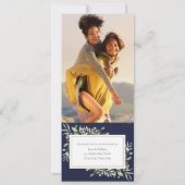 Blauwgroene groene moderne all-in-one foto trouwka kaart (Achterkant)