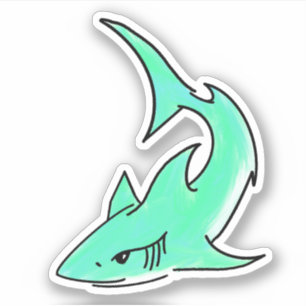 blauwgroene haartentekening oceaan dier edgy eenvo sticker