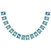 Blauwgroene Happy Birthday Bowling Party Vlaggetjes (Alle)