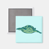 Blauwgroene honu zee schildpad magneet (Voorkant / Achterkant)