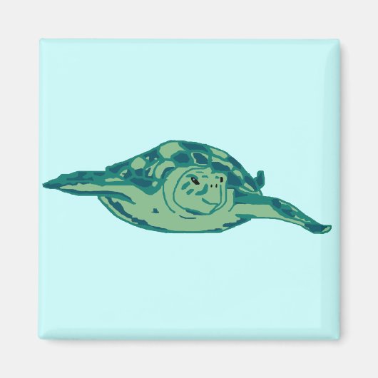 Blauwgroene honu zee schildpad magneet (Voorkant)