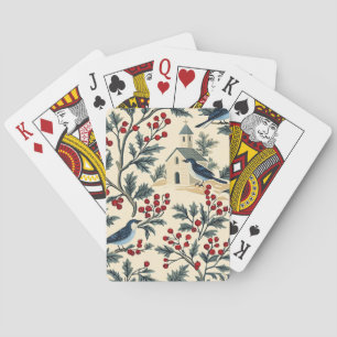 Blauwgroene kerst vintage roomrood pokerkaarten