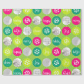 Blauwgroene kerstfoto cadeaupapier (Vlak)