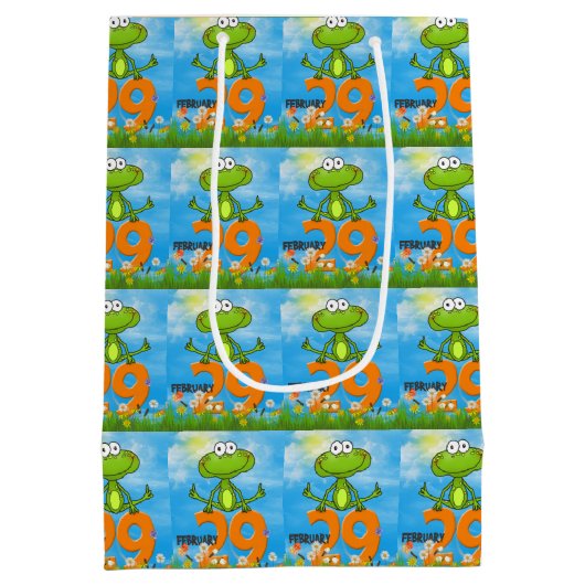 Blauwgroene kikker van Birthday Medium Cadeauzakje (Achterkant)