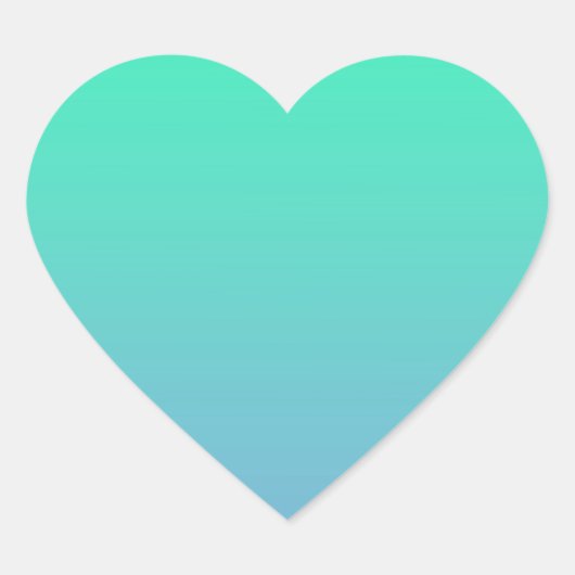 Blauwgroene kleur hart sticker (Voorkant)