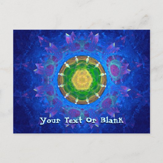 Blauwgroene kleurstof briefkaart (Voorkant)