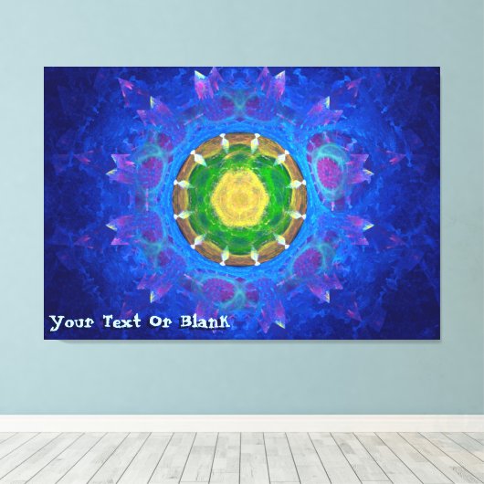 Blauwgroene kleurstof canvas afdruk (Insitu (Houten vloer))