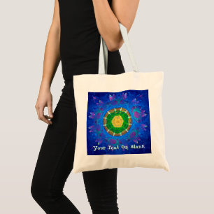 Blauwgroene kleurstof tote bag