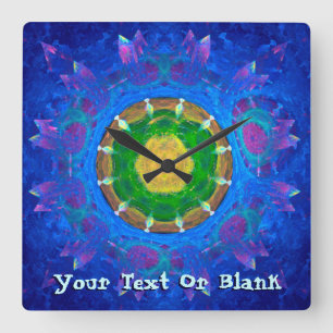 Blauwgroene kleurstof vierkante klok