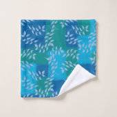 Blauwgroene klimopblaadje aquarel bad handdoek (Wasdoekje)