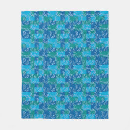 Blauwgroene klimopblad aquarel fleece deken
