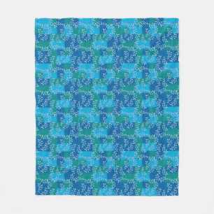 Blauwgroene klimopblad aquarel fleece deken