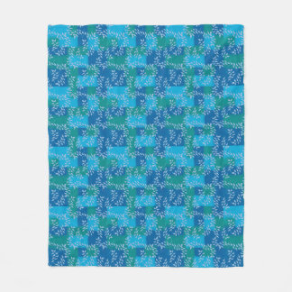 Blauwgroene klimopblad aquarel fleece deken