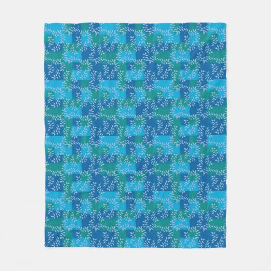 Blauwgroene klimopblad aquarel fleece deken (Voorkant)