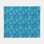 Blauwgroene klimopblad aquarel fleece deken (Voorkant (Horizontaal))