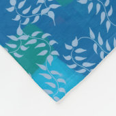 Blauwgroene klimopblad aquarel fleece deken (Hoek)