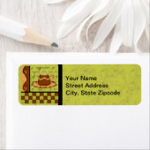 Blauwgroene koffiekerbord voor koffiebeker etiket (Insitu)