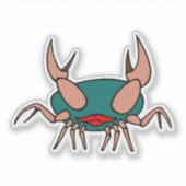Blauwgroene krab met lippen sticker (Voorkant)