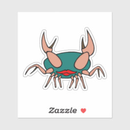 Blauwgroene krab met lippen sticker
