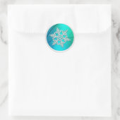 Blauwgroene kristal Snowflake Envelopzegel Ronde Sticker (Tas)