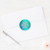 Blauwgroene kristal Snowflake Envelopzegel Ronde Sticker (Envelop)
