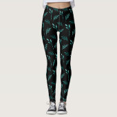 Blauwgroene lafflantaarn op zwart leggings (Voorkant)