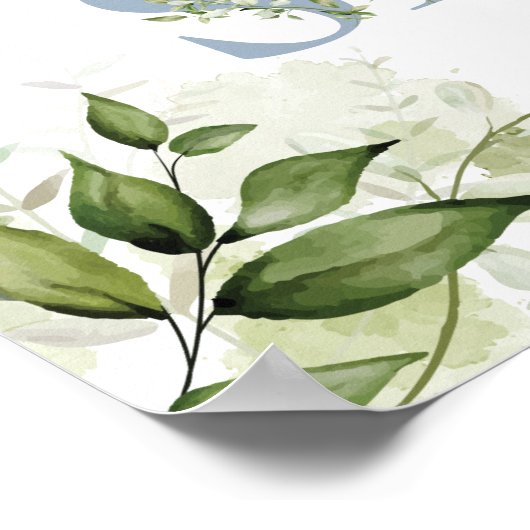 Blauwgroene Letter Baby Shower Welkomstbord Poster (Hoek)