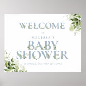Blauwgroene Letter Baby Shower Welkomstbord Poster (Voorkant)