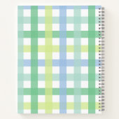 Blauwgroene Limoen pastel monogram gingham patroon Notitieboek (Achterkant)