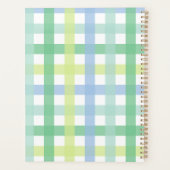 Blauwgroene Limoen pastel monogram gingham patroon Planner (Achterkant)