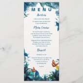 Blauwgroene Loofvlinder Ontvangst Diner  Menu (Voorkant)