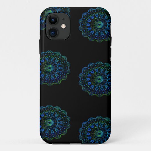 Blauwgroene mandala Case-Mate iPhone case (Achterkant)