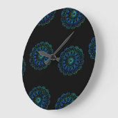 Blauwgroene mandala grote klok (Hoek)