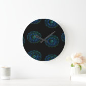 Blauwgroene mandala grote klok (Huis)