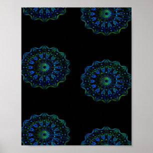 Blauwgroene mandala poster