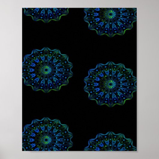 Blauwgroene mandala poster (Voorkant)