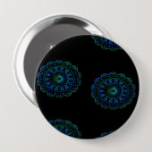 Blauwgroene mandala ronde button 4,0 cm (Voorkant /achterkant)